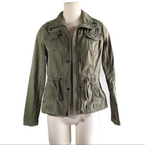Hollister army green light jacket small